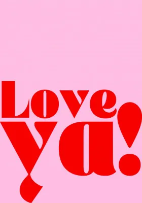 Verticale poster met retro typografie in rood en roze tinten met een romantische uitstraling en outdoor scène