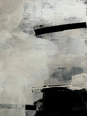 Verticale minimalistische illustratie met abstracte outdoor scène en diverse kleuren in penseelstreken