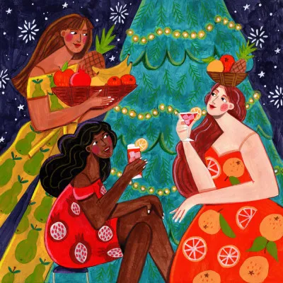 Festive Christmas fruit women
