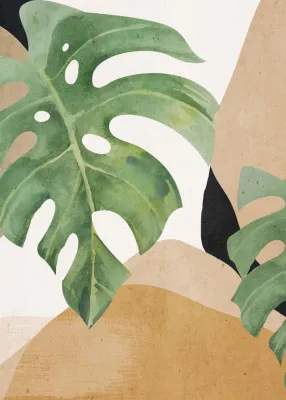 Abstracte tropische bladeren in aquarel