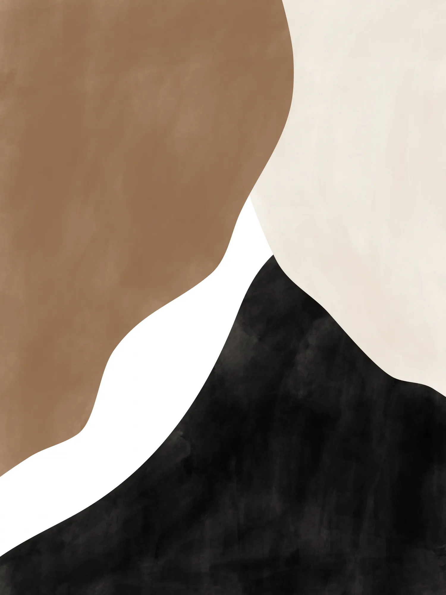 Abstract beige en bruine vormen in een verticale compositie