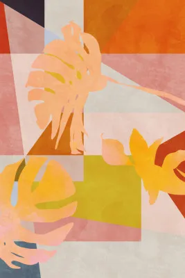 Organic bauhaus geometry leaves in warme tinten