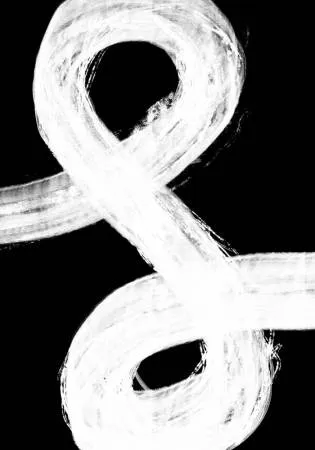 Verticale abstracte illustratie met zwart-witte en kleurige patronen van een buitengezicht