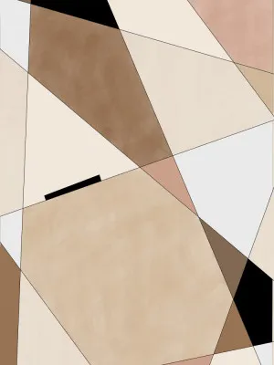 Abstracte geometrische illustratie met beige, bruin en roze tinten in een verticale compositie
