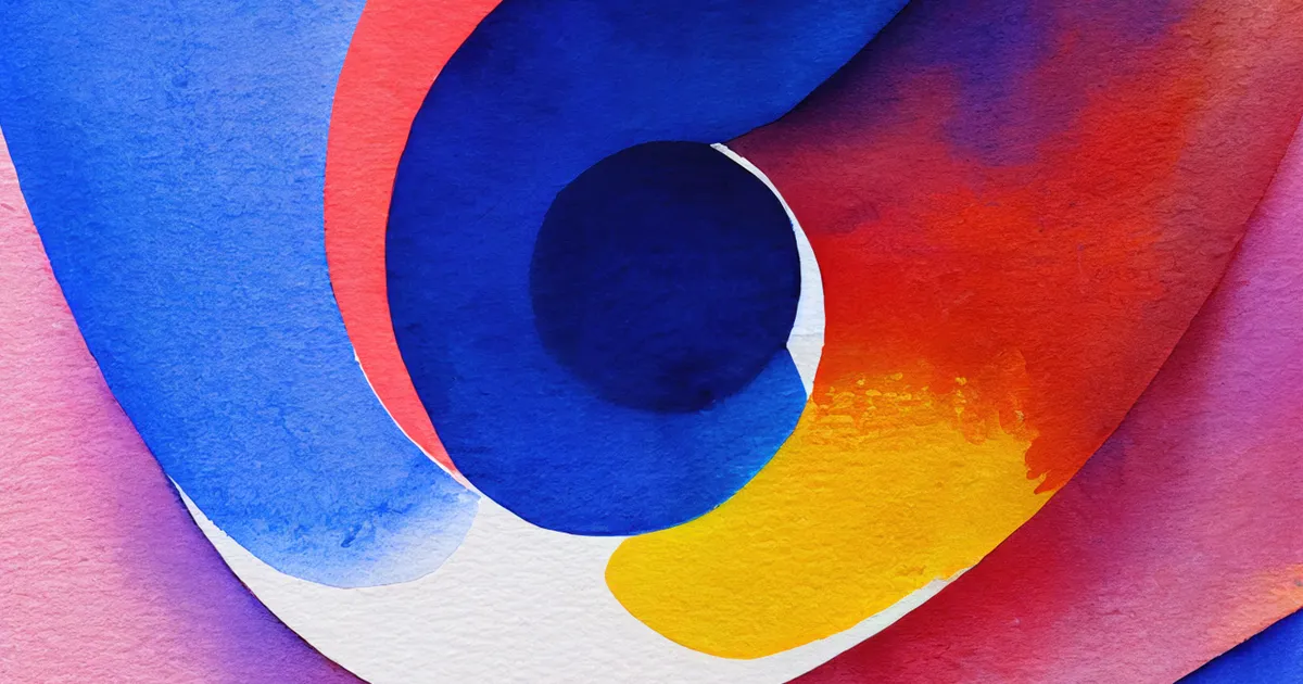 Abstracte aquarel met vloeiende vormen in levendige kleuren