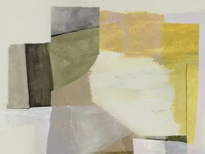 Abstracte horizontale illustratie met gele kleuren en penseeltextuur, geïnspireerd door buitenlandschap