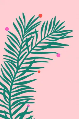 Verticale illustratie van een buitenkerstsfeer met diverse kleuren en winterse details