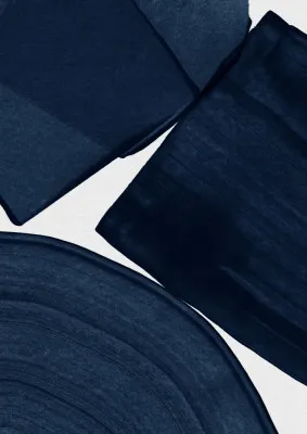 Minimalistische blauwe abstractie in verticale compositie