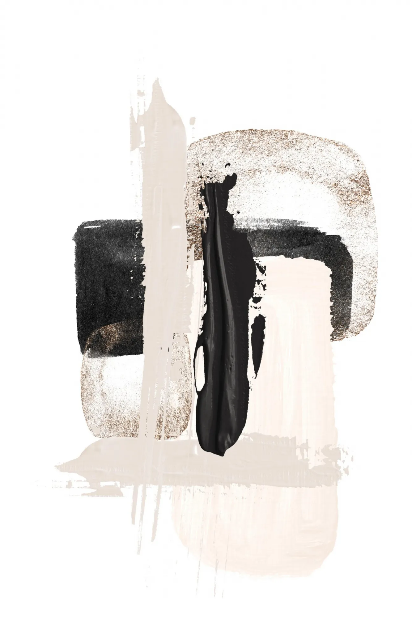 Organische penseelstreken in zwart en goud