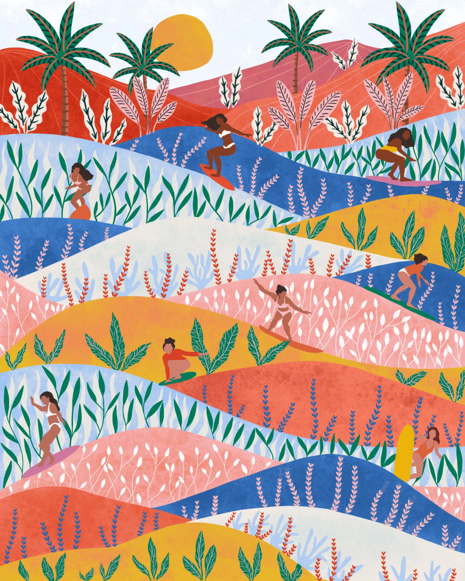 Surfers door Ceyda Alasar in oranje tinten