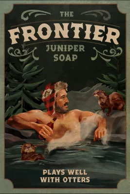 Frontier Man With Otters