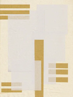 Verticale minimalistische illustratie golden harmony met gele geometrische vormen en texturen op canvas