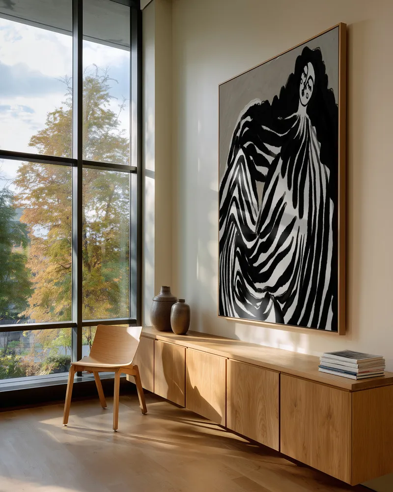 Monochrome waves van treechild in interieur