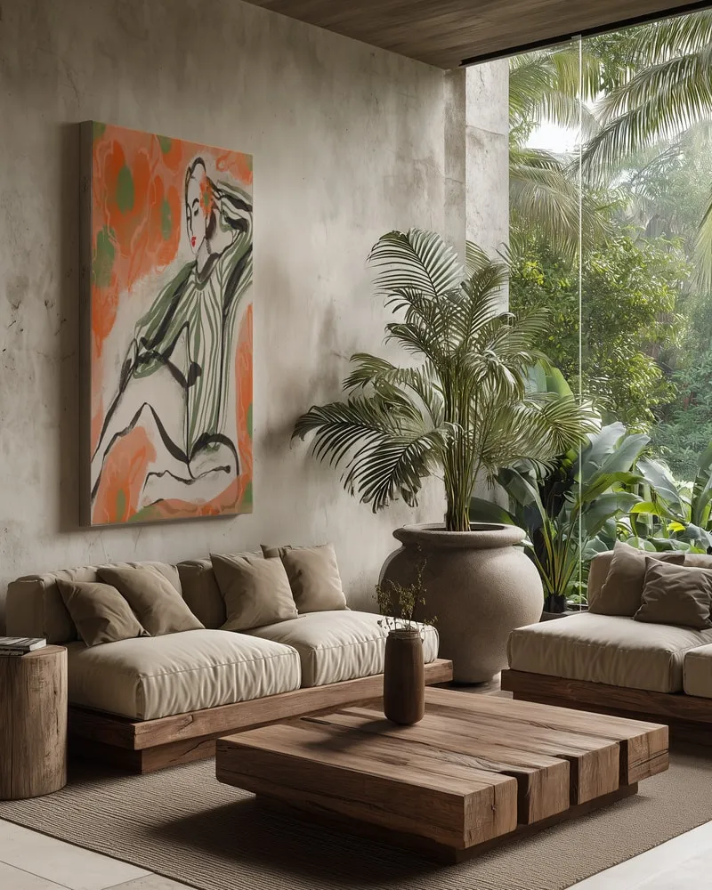 Floral serenity van treechild in landschap in interieur