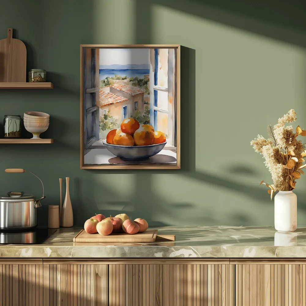 Orangenschale im Fenster