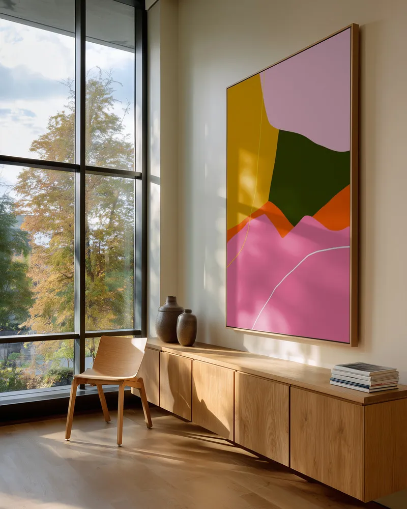 Vibrerende golven met tropische zonnestralen in interieur