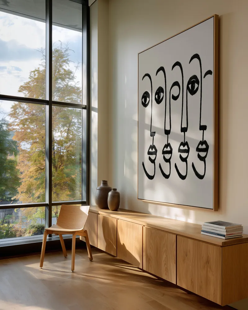 Gezichten in harmonie van treechild in interieur