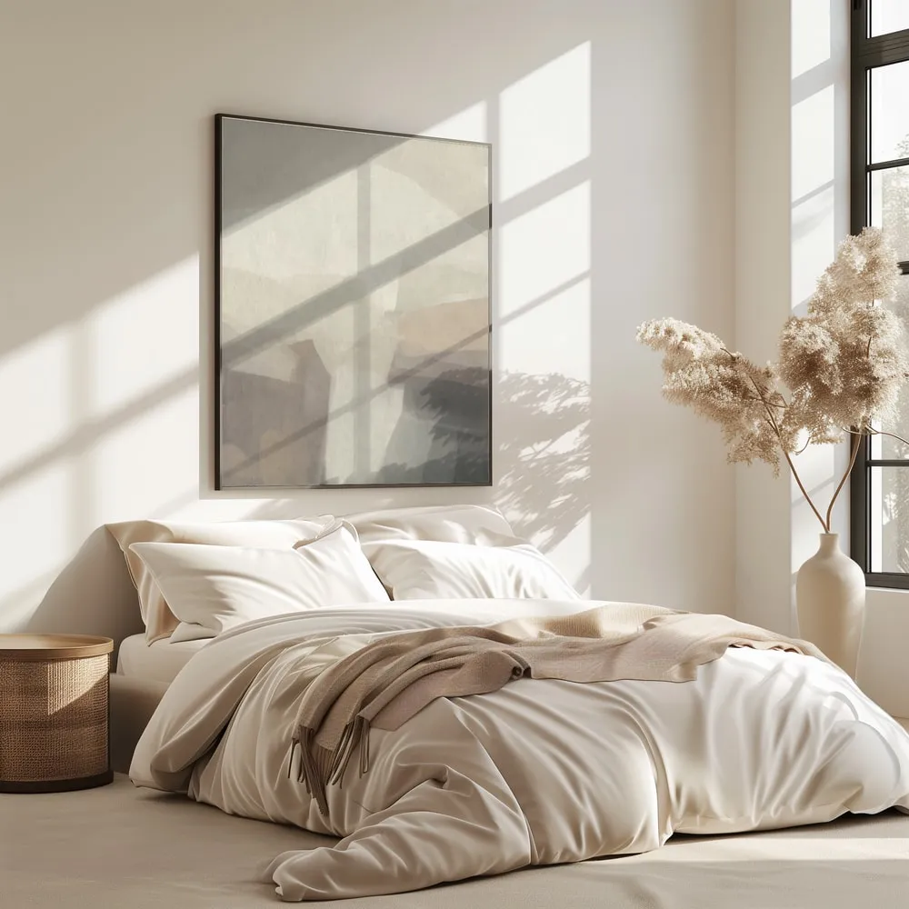 Minimalistisch landschap met zachte heuvels in interieur