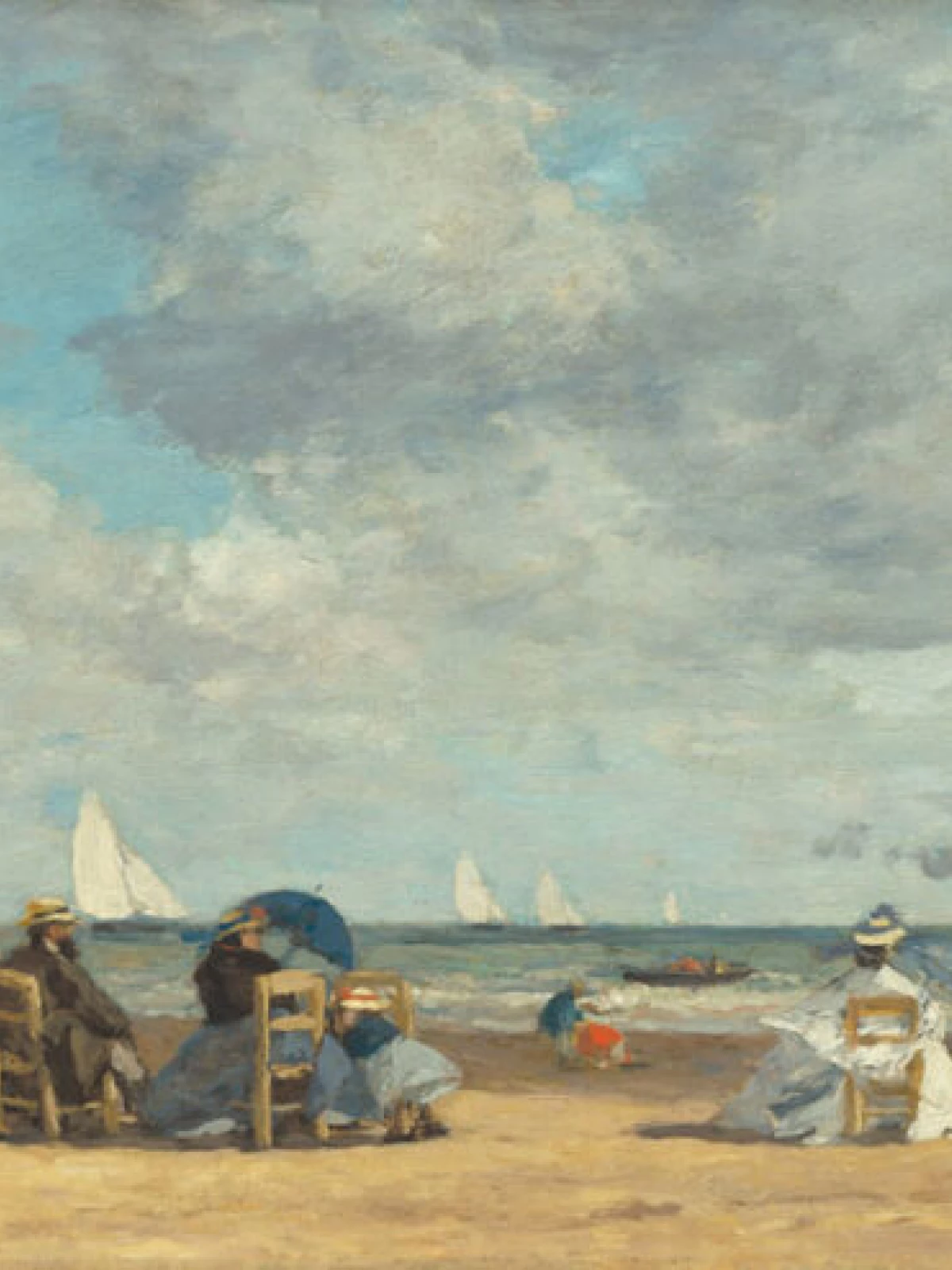 Beach at Trouville door Eugène Boudin