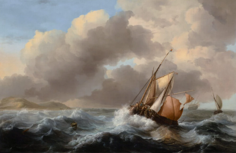 Fishing Vessels Offshore in a Heavy Sea door Ludolf Bakhuizen