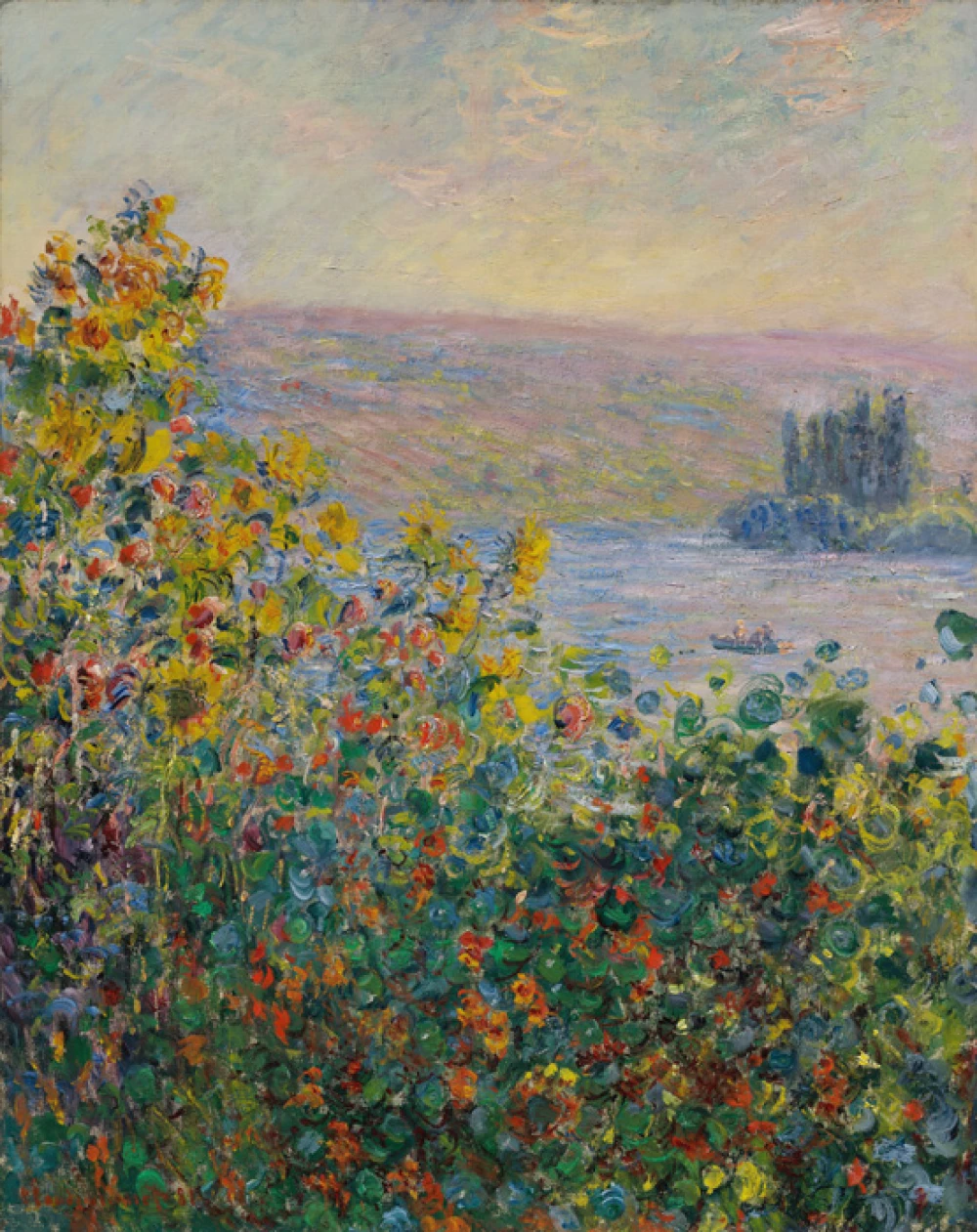 Flower Beds at Vétheuil door Claude Monet