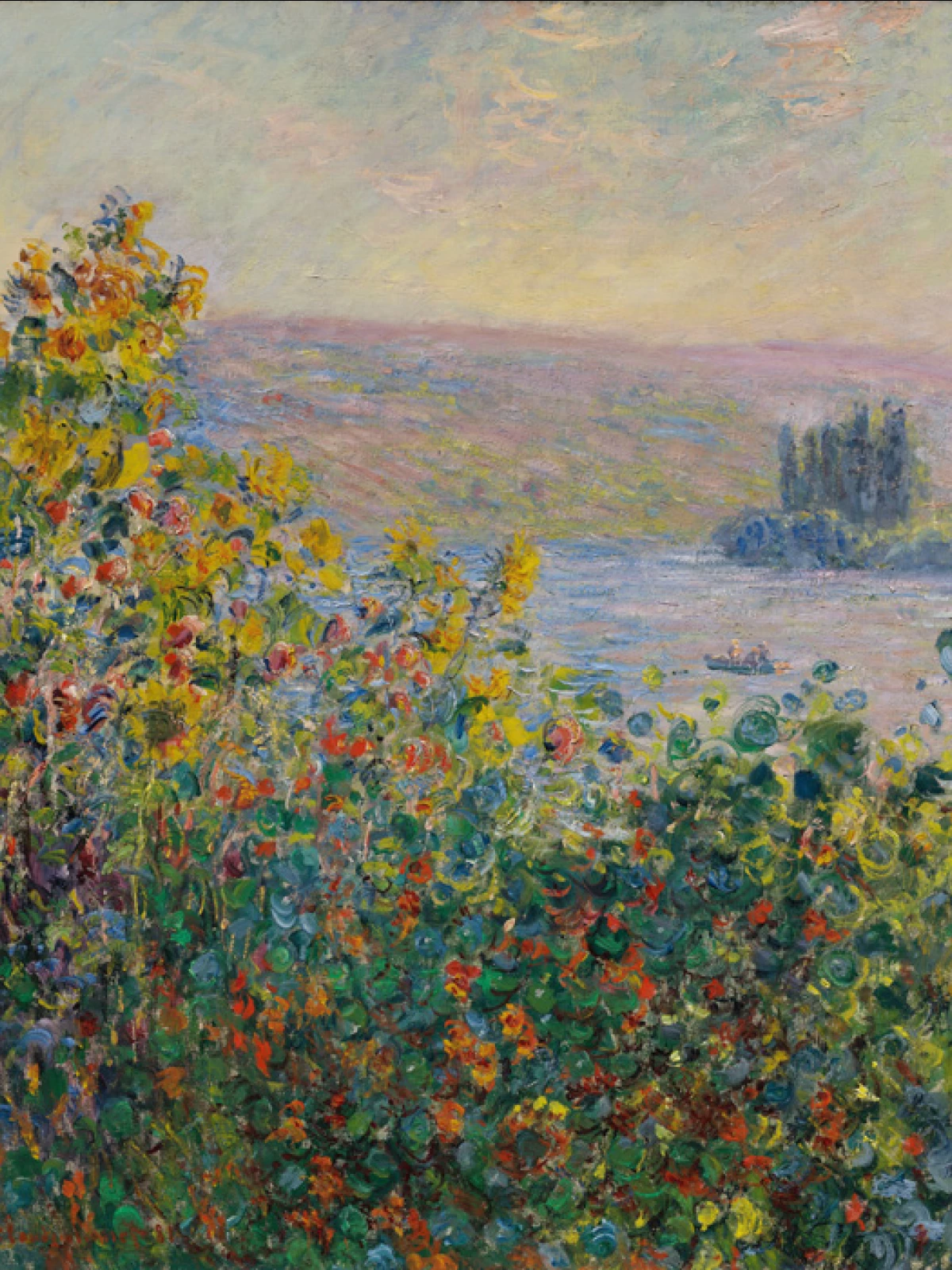Flower Beds at Vétheuil door Claude Monet