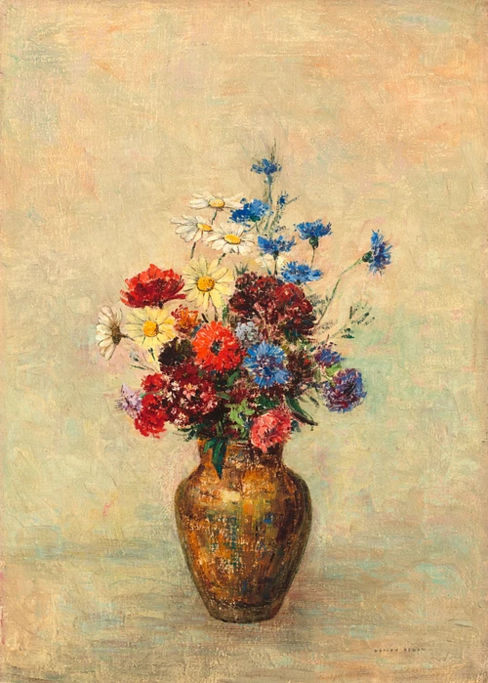 Bloemen in een vaas door Odilon Redon