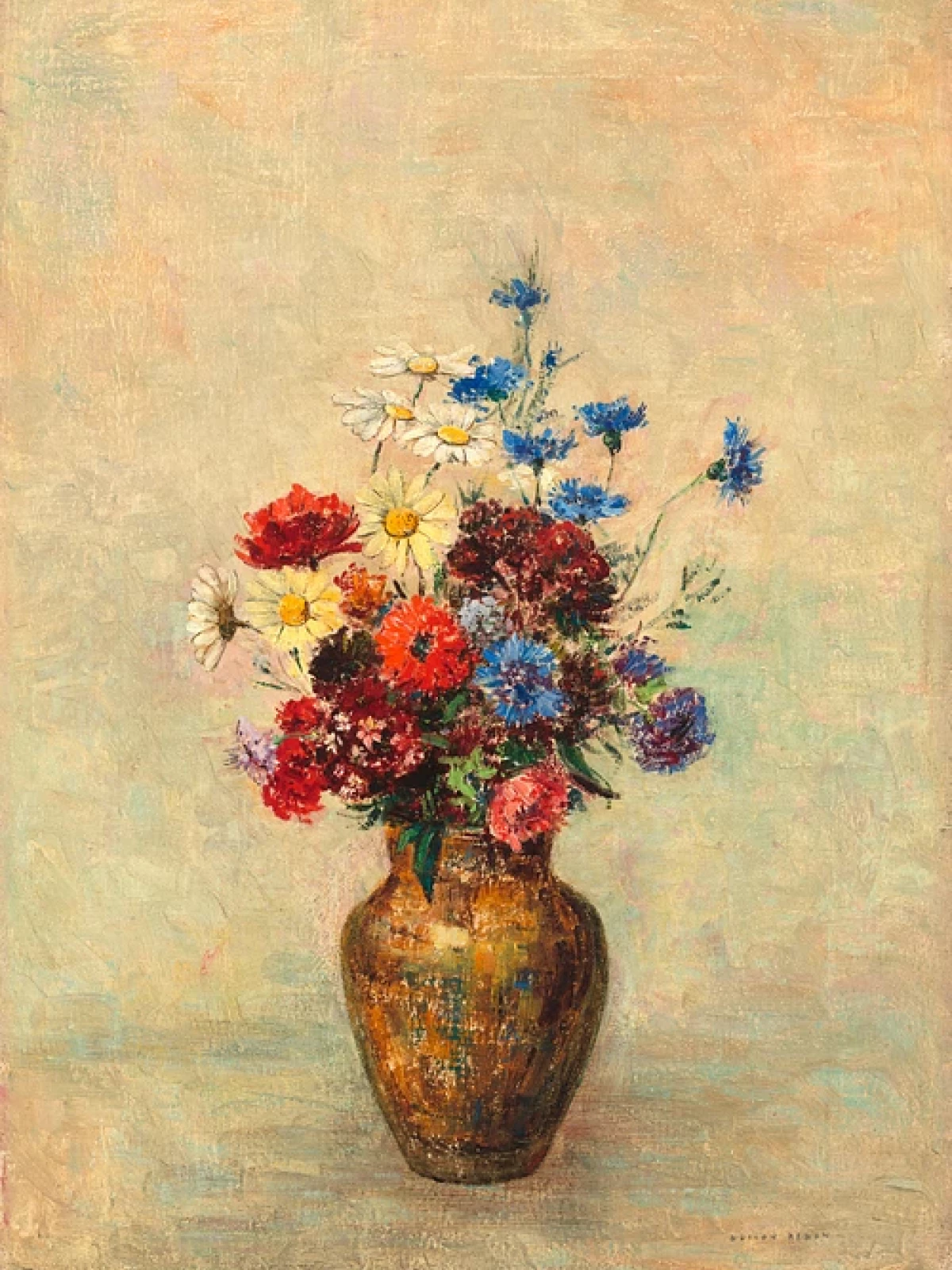 Bloemen in een vaas door Odilon Redon