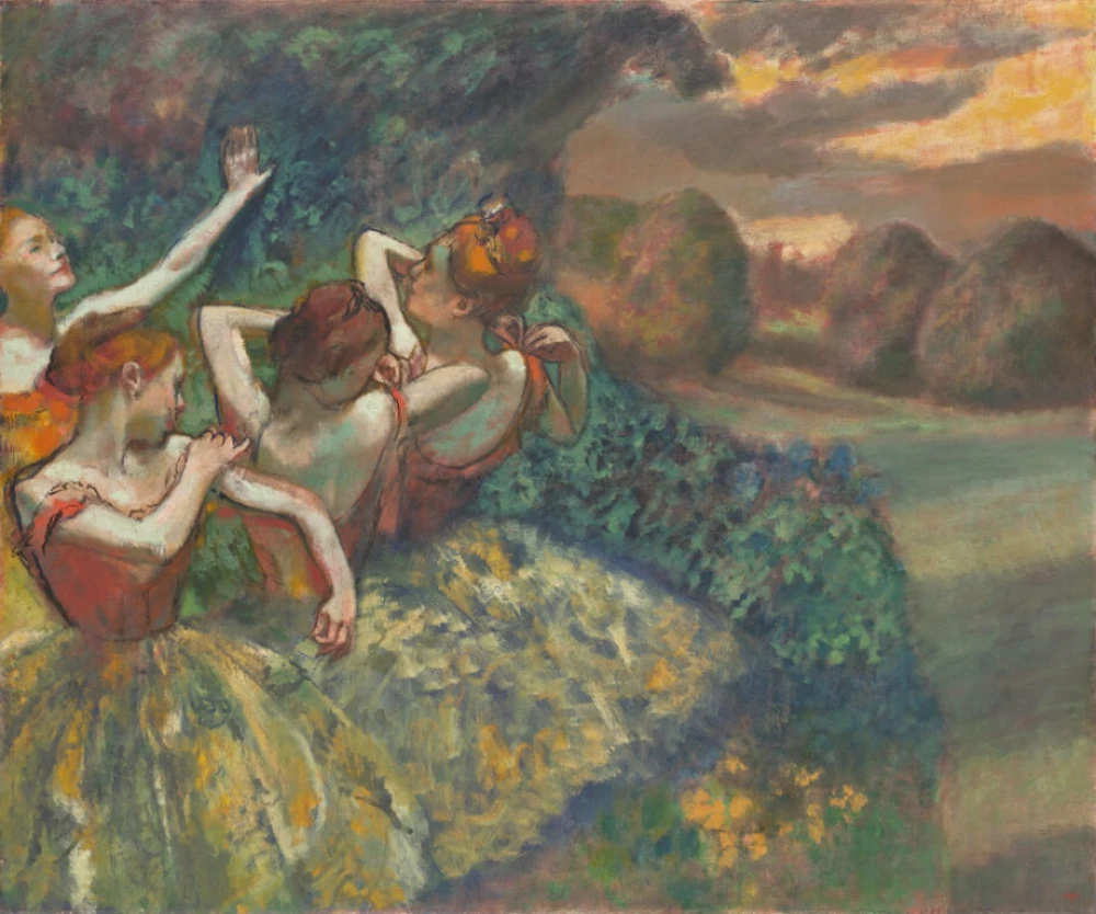 Four dancers door Edgar Degas