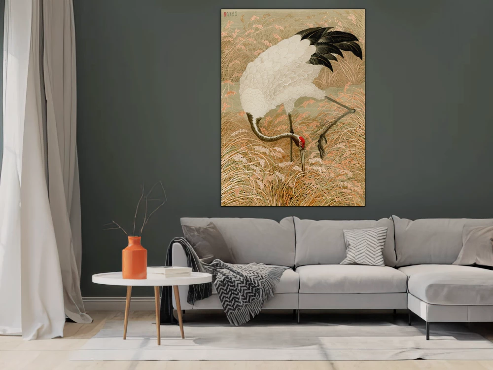 Sarus crane in a rice field door G.A. Audsley