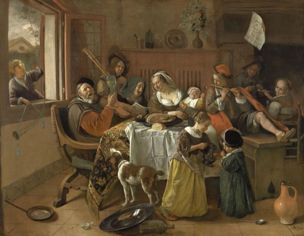 Het vrolijke huisgezin door Jan Steen
