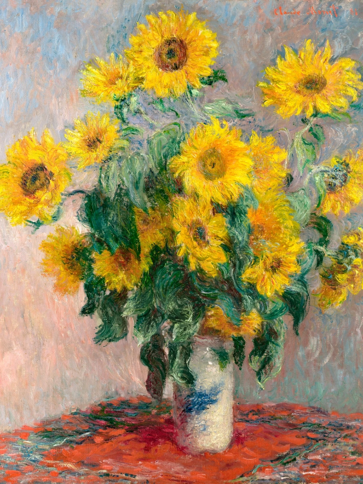 Boeket van zonnebloemen door Claude Monet