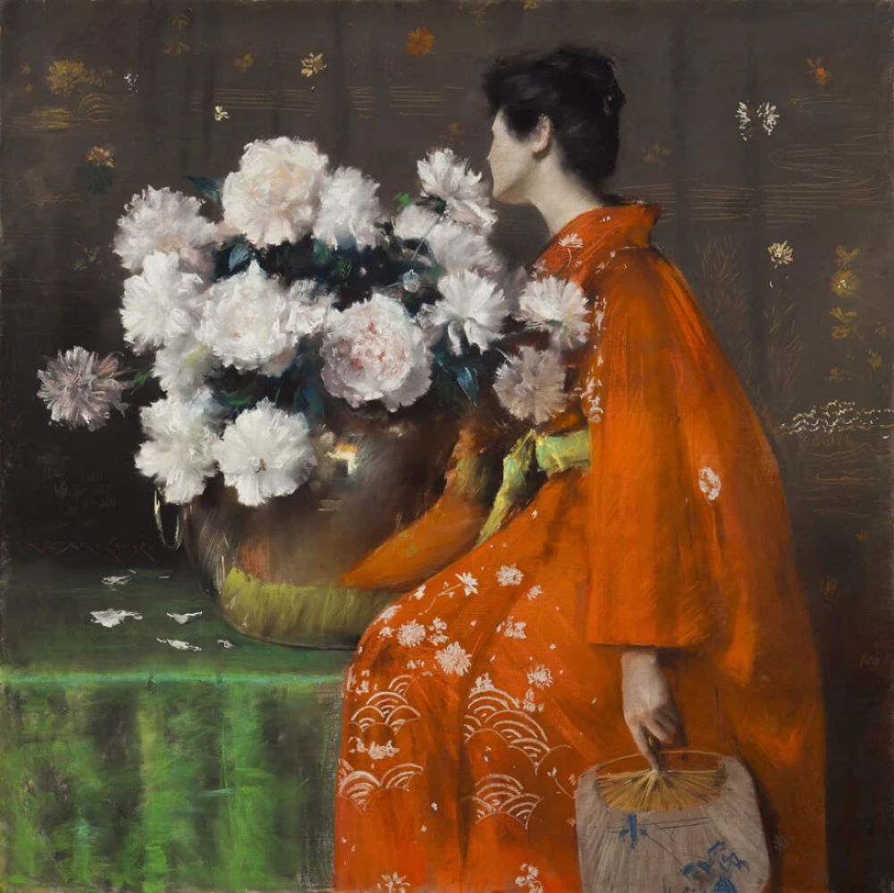 Peonies door William Merritt Chase