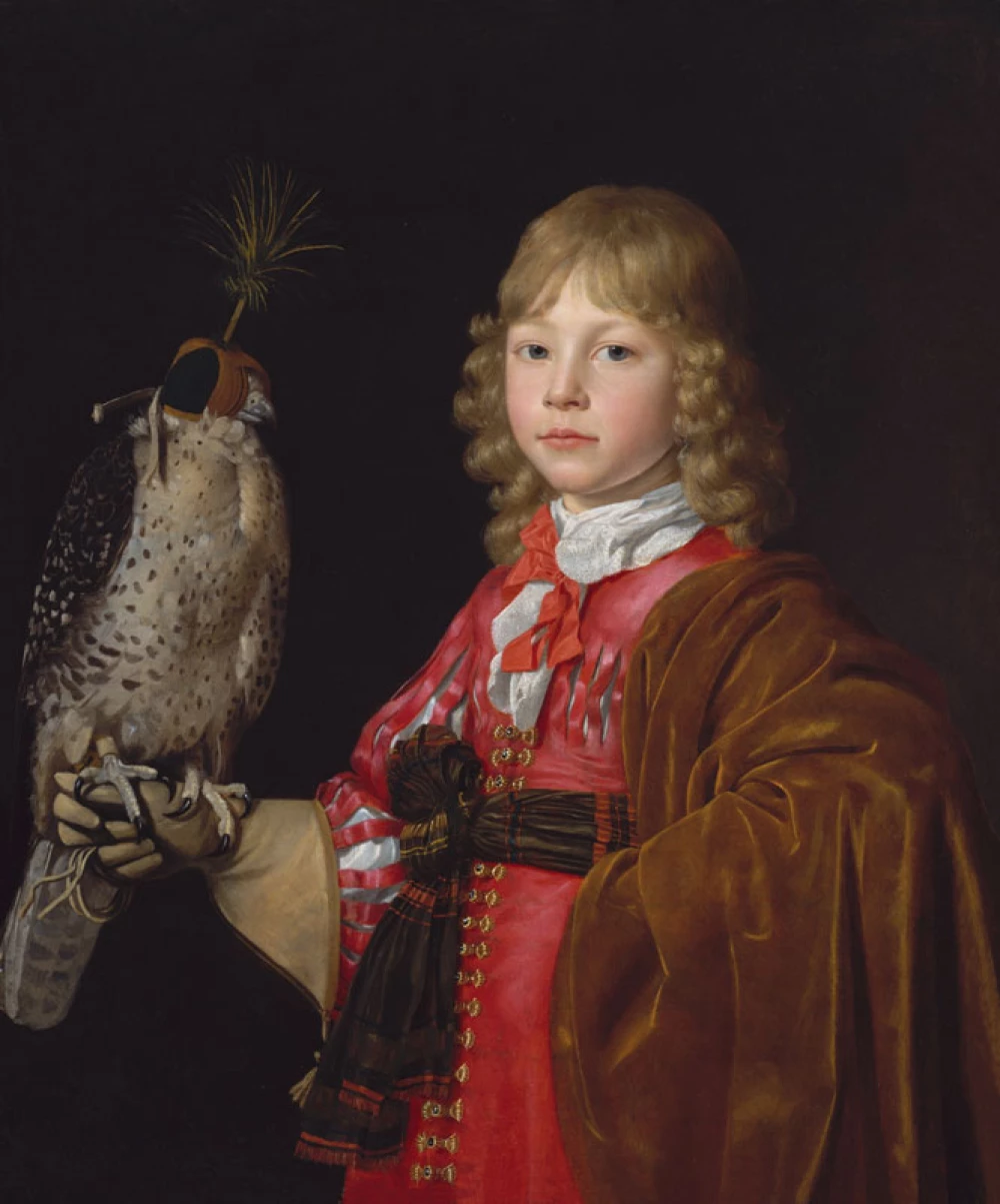 Portrait of a Boy with a Falcon door Wallerant Vaillant