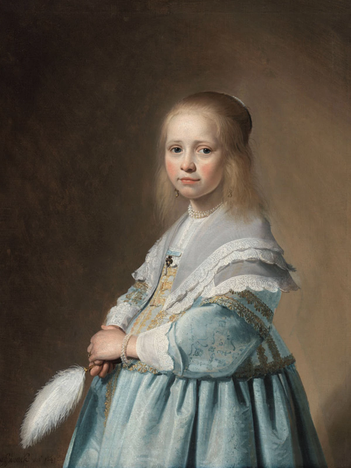 Portret van een meisje in het blauw door Johannes Cornelisz. Verspronck