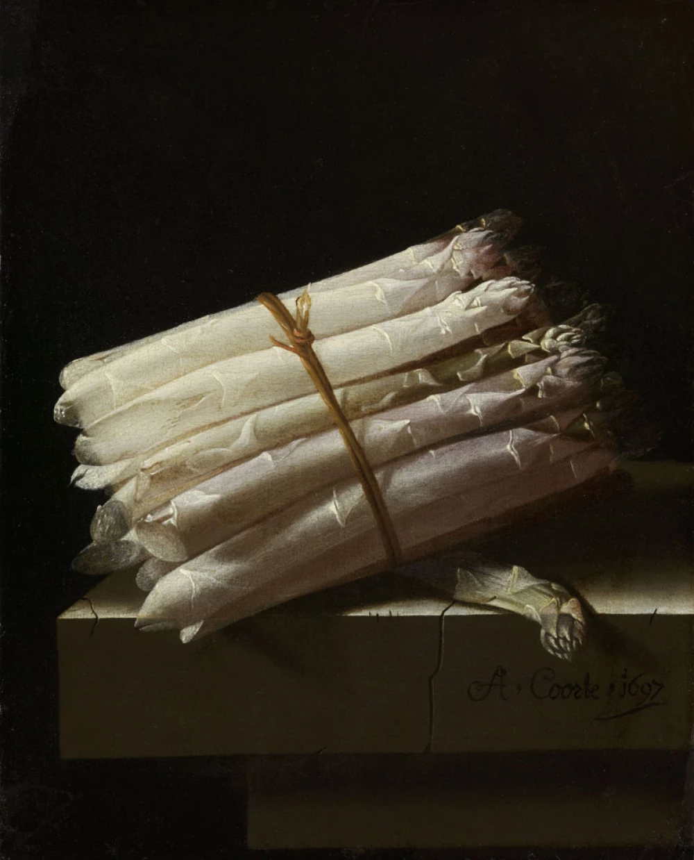 Stilleven met asperges door Adriaen Coorte