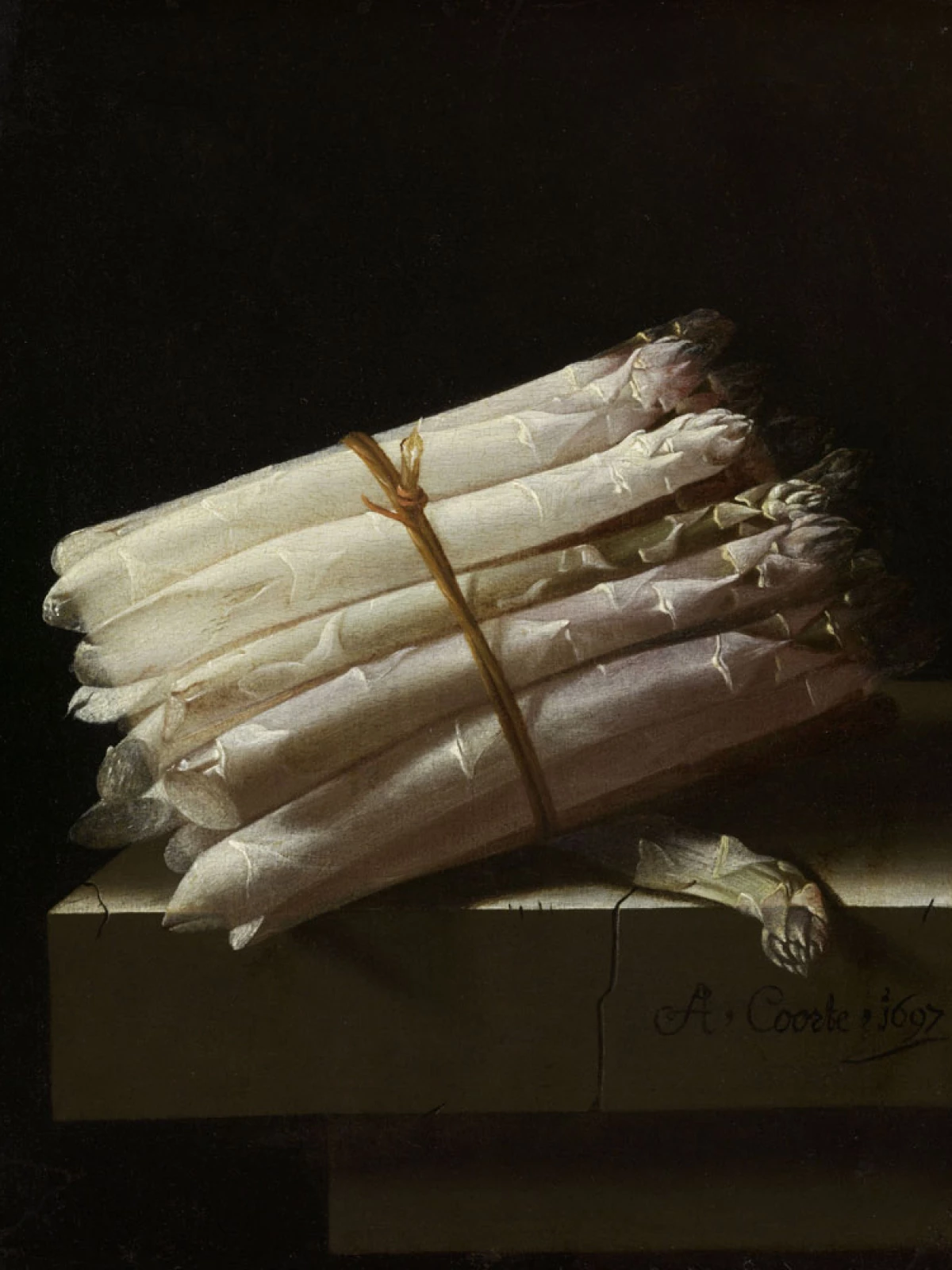 Stilleven met asperges door Adriaen Coorte