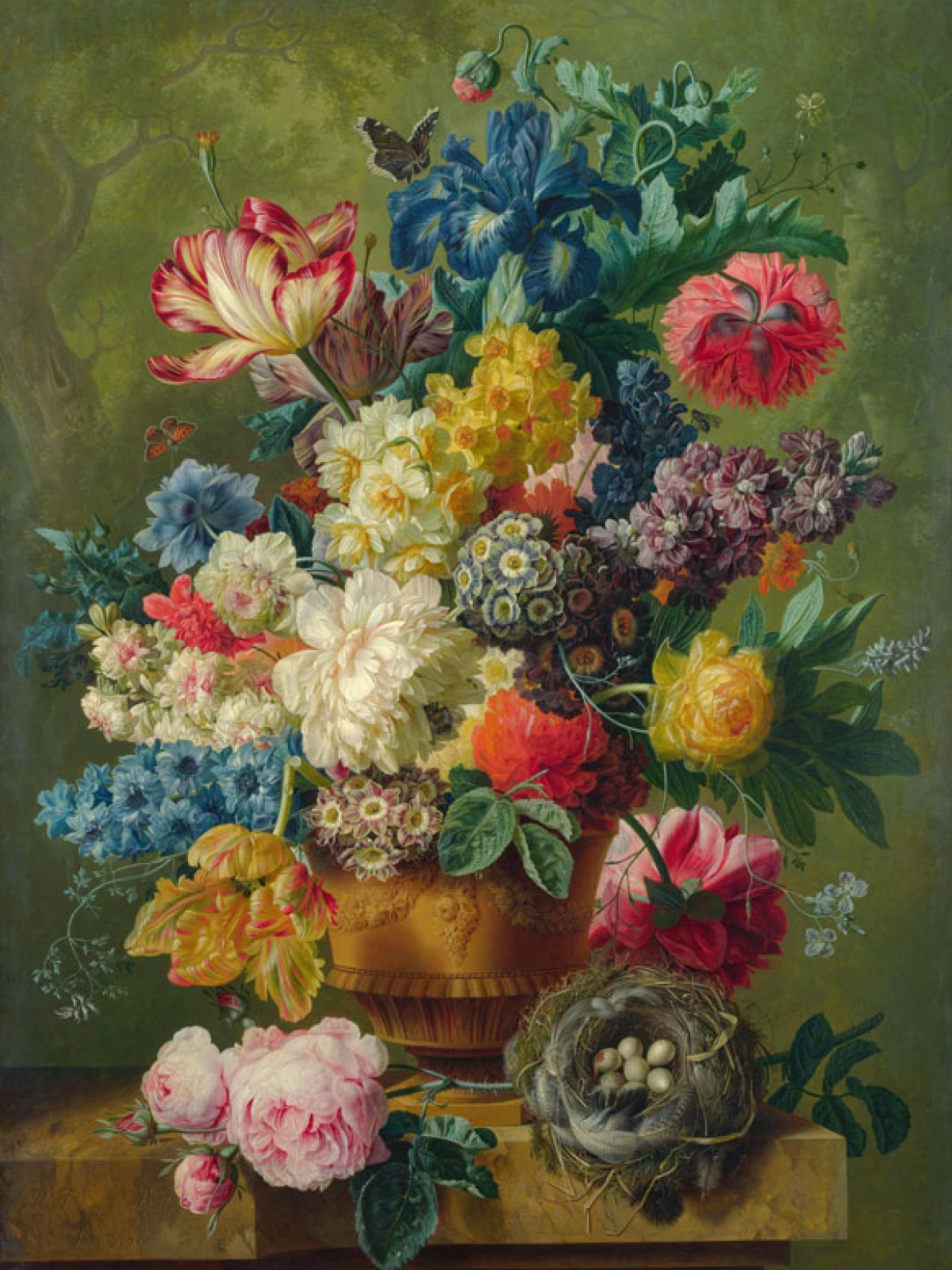 Vase of Flowers door Paulus Theodorus van Brussel