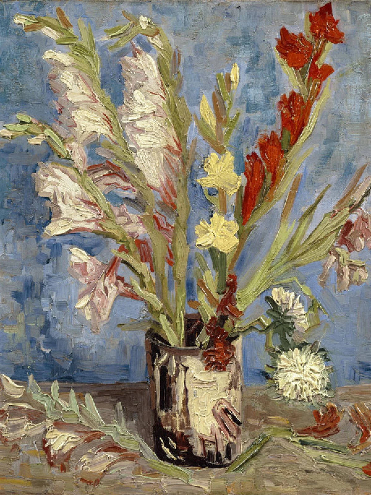 Vase with Gladioli and Chinese Asters door Vincent van Gogh
