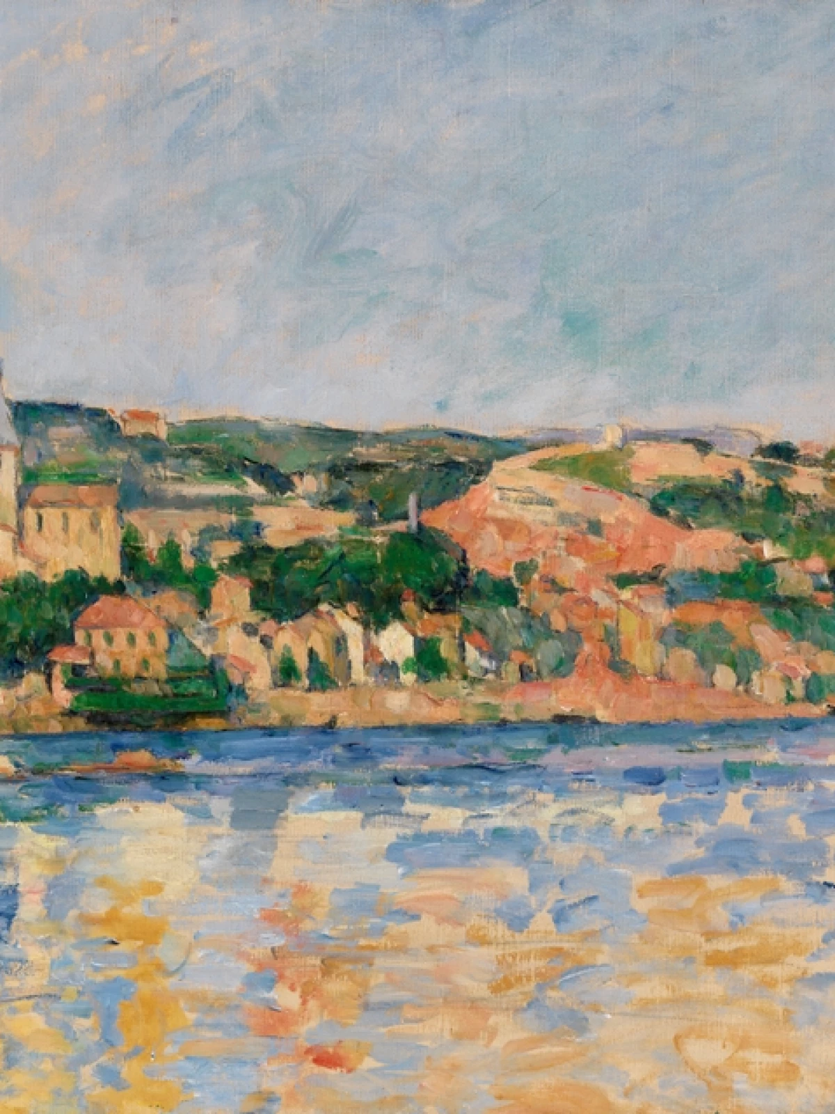 Village au bord de l‘eau door Paul Cezanne