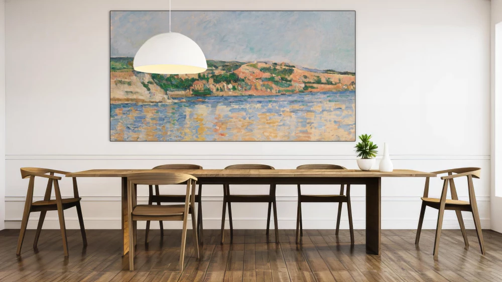 Village au bord de l‘eau door Paul Cezanne