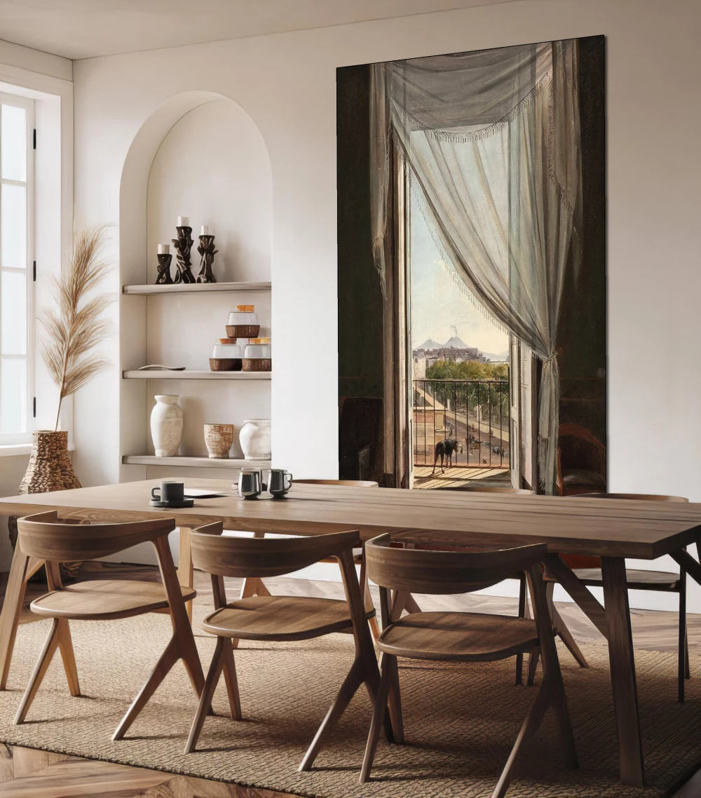 A view of Naples trough a window door Franz Ludwig Catel